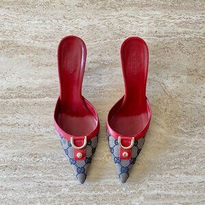 Vintage Gucci Guccissima Canvas Mule Heels